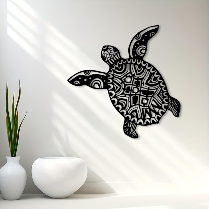 Live Fish Aquarium - Deniz Kaplumbağası Demir Metal Duvar Sanatı,