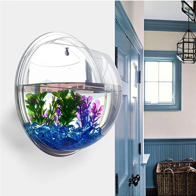 Live Fish Aquarium - Şeffaf akrilik asılı duvar akvaryum, bitki
