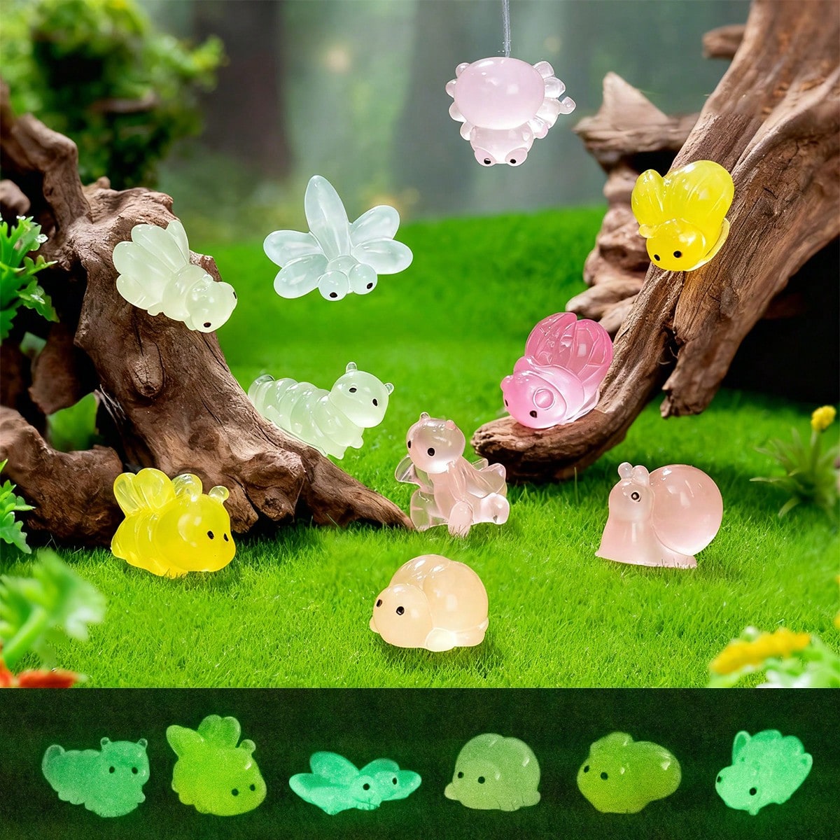Aquarium Fish Small - 16 adet karanlıkta parlayan mini reçine